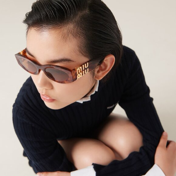 Miu Miu Glimpse Oval Logo Accented Sunglasses main image 8